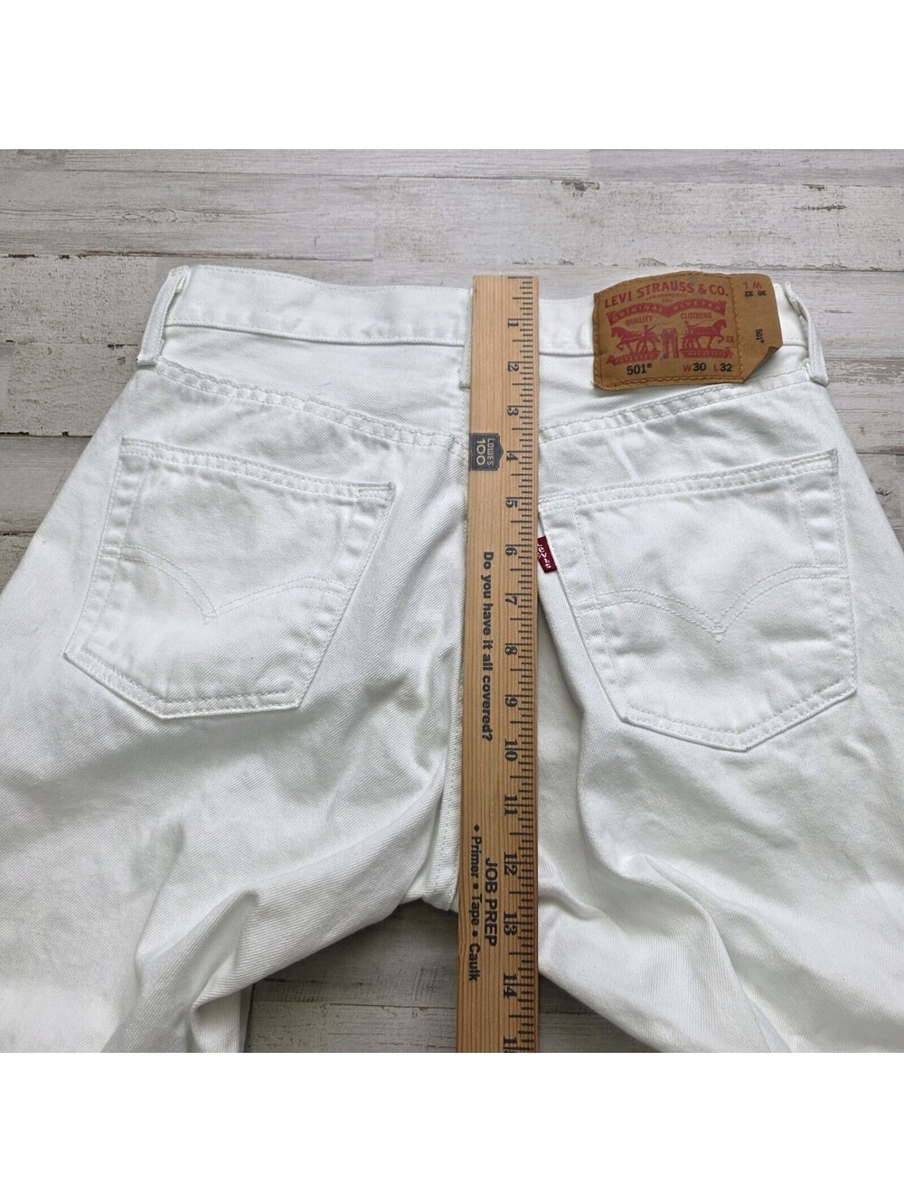 Vintage Levi's 501 Jeans 30x32 (*Fits 28x30) White Denim Button-Fly Classic - Picture 7 of 9